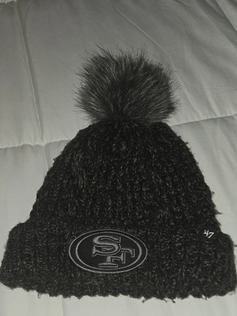 47 Women's Black Knit Beanie with Logo Tag